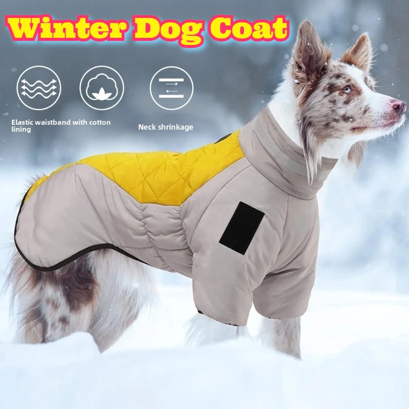

Winter Dog Coat Reflective Warm Waterproof Windproof Thickened Jacket Medium Large Dogs Outdoor Fleece Lining Weather Apparel