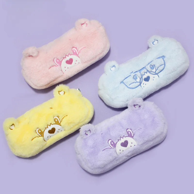 Kawaii Pencil Case Carebears Cute Student Stationery Embroidery High Capacity Pencil Case Cartoon Care Bears Doll Cosmetic Bag