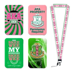Alpha Kappa Alpha Sorority AKA Women Lanyards ID Badge Holder Strap Bus Card Case Pass Case Cover Slip Bank Cardit Card Holder