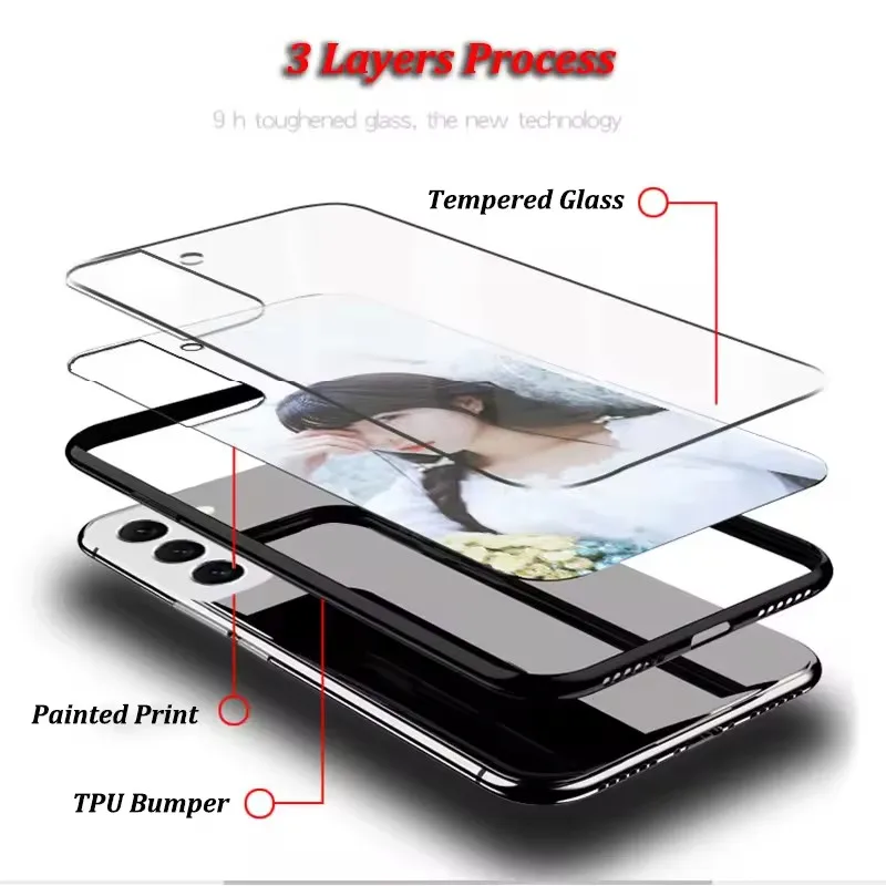 Etui z hartowanego szkła na iPhone'a 17 16 15 14 13 12 Pro Max Air Plus Mini, metaliczny lakier, bumper, możliwość samodzielnego nadruku zdjęć. — zdjęcie produktu 6