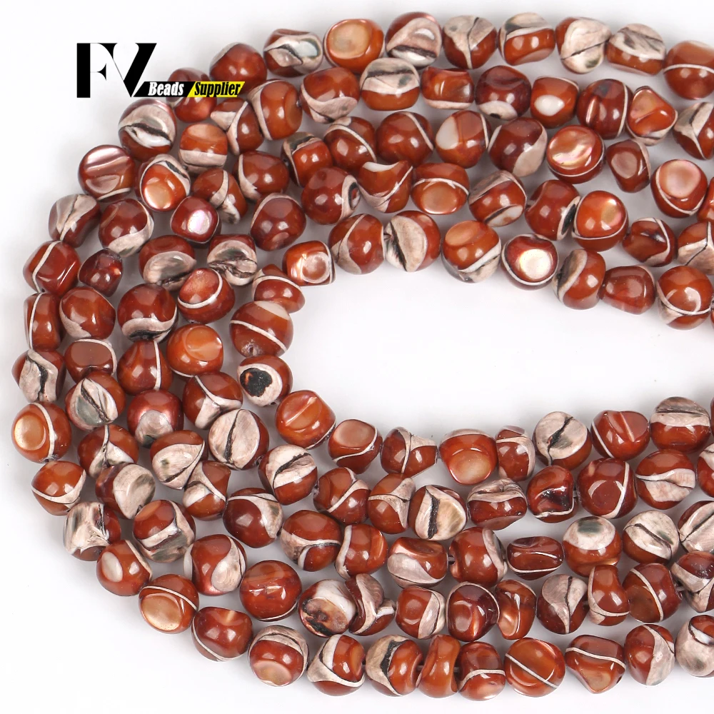 Cuentas de concha Natural, Color café, concha redonda Irregular, cuentas espaciadoras sueltas para fabricación de joyería, accesorios para collar y pulsera Diy