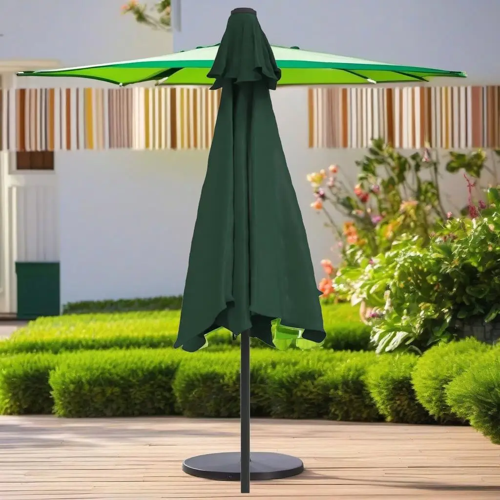 

9.8FT Green Garden Parasol with Steel Pole – Outdoor Umbrella for Sun