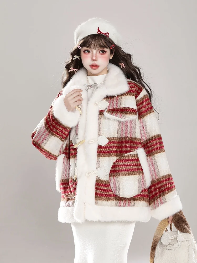 

Women's Winter Thiened Cotton Jaet Lamb Velvet Insert Warm Fluffy Coat Sli Commute Sle Loose Fit Zipper Closure