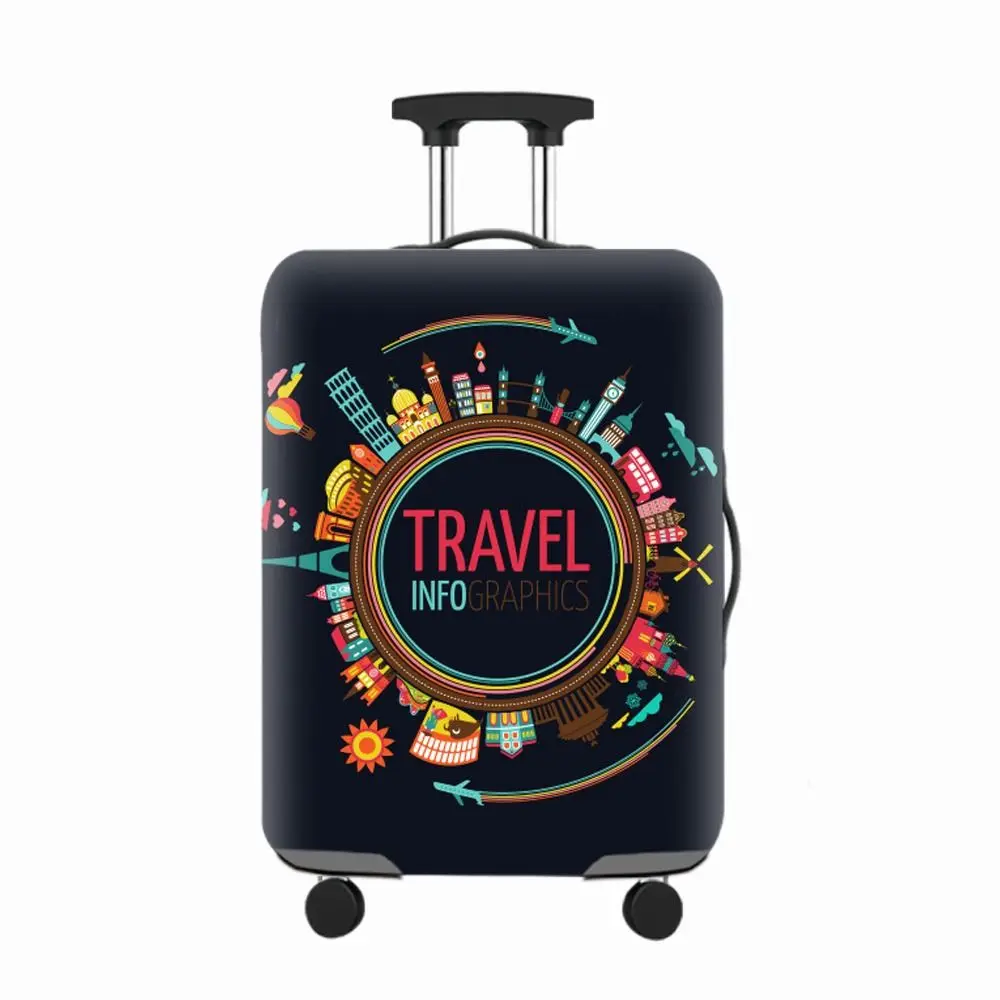 Elastic Printed Luggage Cover 20-32 Inch Thicken Luggage Protective Cover Baggage Cover Wear-resistant Suitcase Dustproof Cover