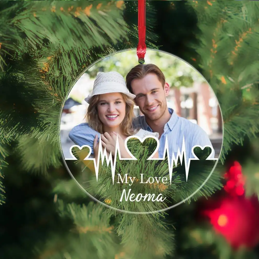 1pc Personalized Custom Photo and Name Round Acrylic Keychain, Acrylic UV Process, Thanksgiving, Father's Day, Valentine's Day