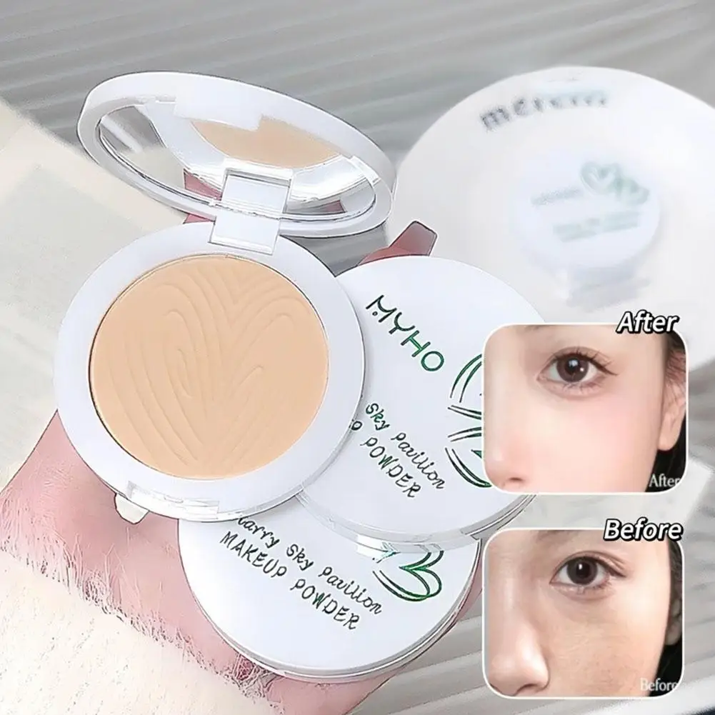 Polvo prensado de enfoque suave para Control de aceite, duradero, corrector de aire Cakey, maquillaje en polvo facial, cobertura completa, ajuste X0T3