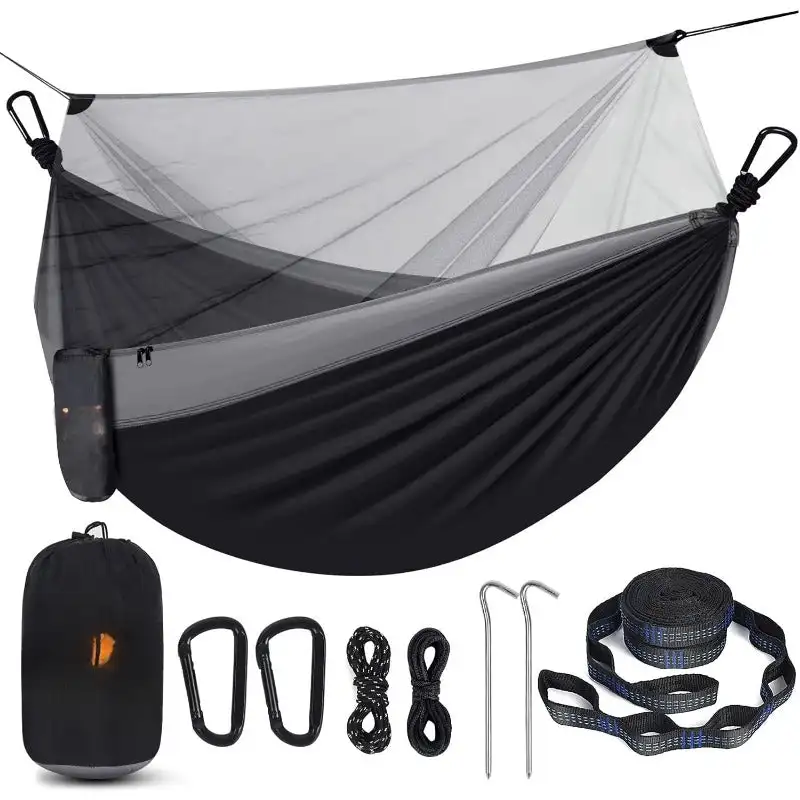 

Camping Hammock with Net,Travel Portable Lightweight Hammocks with Tree Straps and Solid D-Shape Carabiners