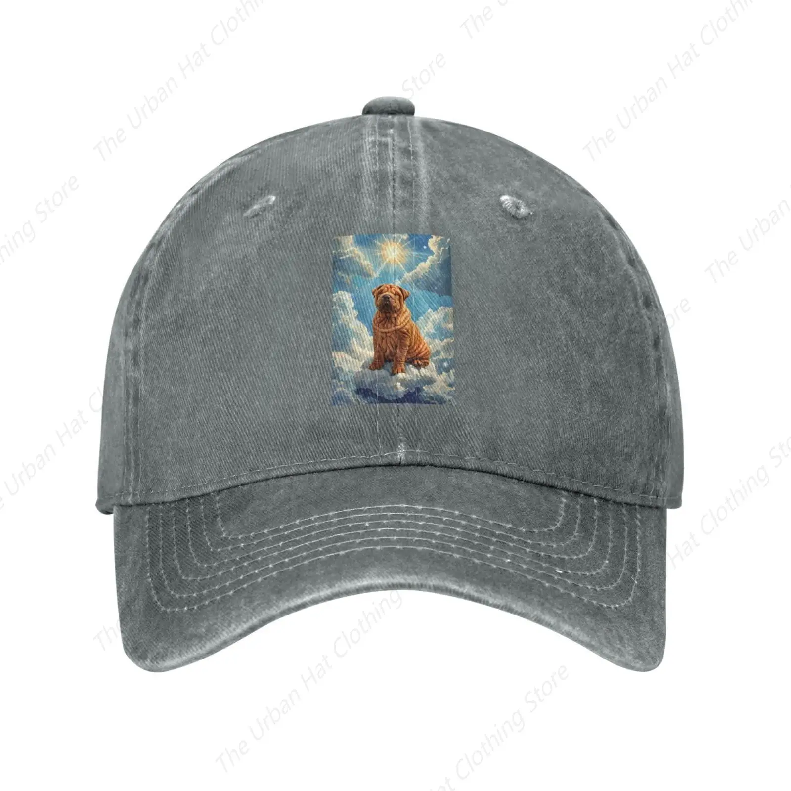 Sunshine Cloud Bulldog Vintage Denim Cowboy Baseball Cap Unisex Dad Hat Men Women Adjustable Trucker Hats for Daily Outdoor