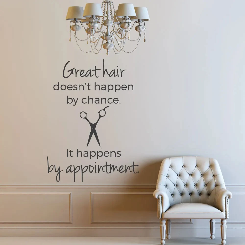 Great Hair Quote Wall Art Sticker Hairdress Style Window Poster Hair Salon Decor Hair Styling Scissors Vinyl Wall Murals