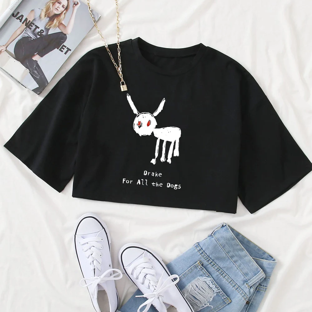 

For All The Dogs Drake 2024 Shirt Tops O-Neck Short Sleeves Casual Fans Gift T-shirt Regular Women Clothing Super-short Printing