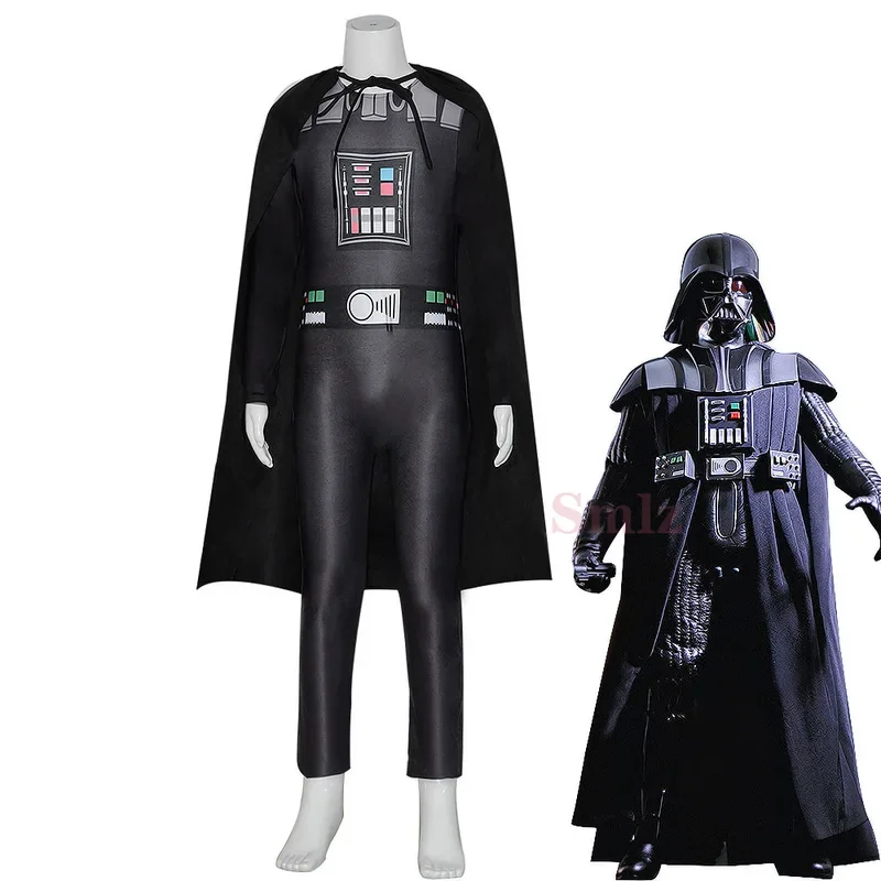 Reneefor Halloween cosplay costume for Kids black Darth jumpsuit outfit Vader cosplay boys birthday party costume