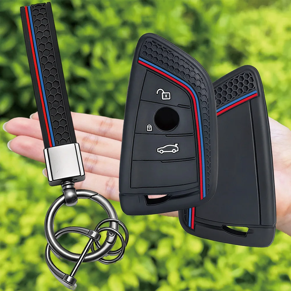Silicone Remote Car Keychain Holder Key Case Cover for BMW F48 F46 F10 F20 F30 X1 X2 X3 X4 X5 X6 Z4 1 2 3 4 5 6 7 Serie 7 Wallet view 3