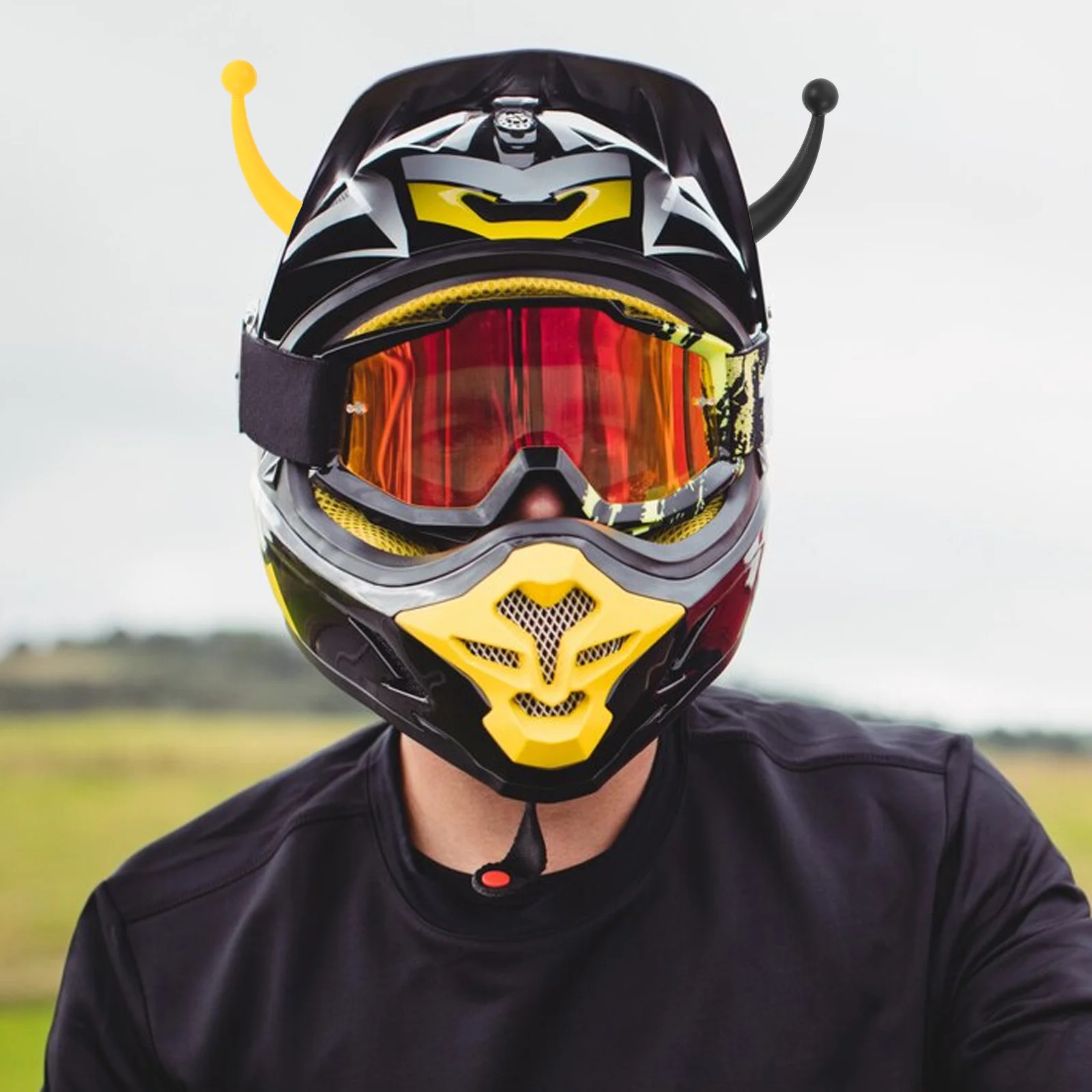 

2pcs Motorcycle Decoration Cute Ears Horn Decor For Bike Ski Suction Cup Antenna Universal Fit Cycling