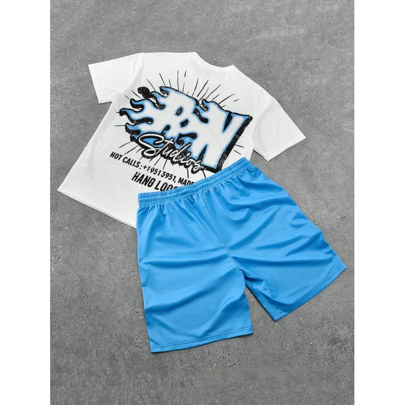 New Shirts and T-shirts Men Gym Sportswear Men's Sportswear Set Sports Suits Sweat Men's Top and Bottom Man Shorts Summer Sets