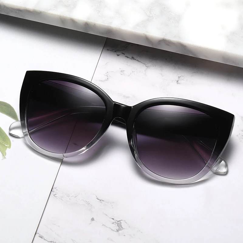Protective Glasses Fashion Cat Eye Sunglasses Women Gradient Lens Simple Sun Glasses Wide Leg Design Unisex Female Shades UV400