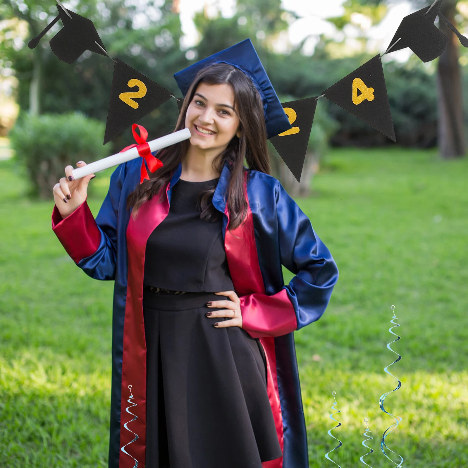 

Doctor Hat Graduation Banner Party Decoration Bunting Flags Graduation Ceremony Background Cloth Pennant Decorations