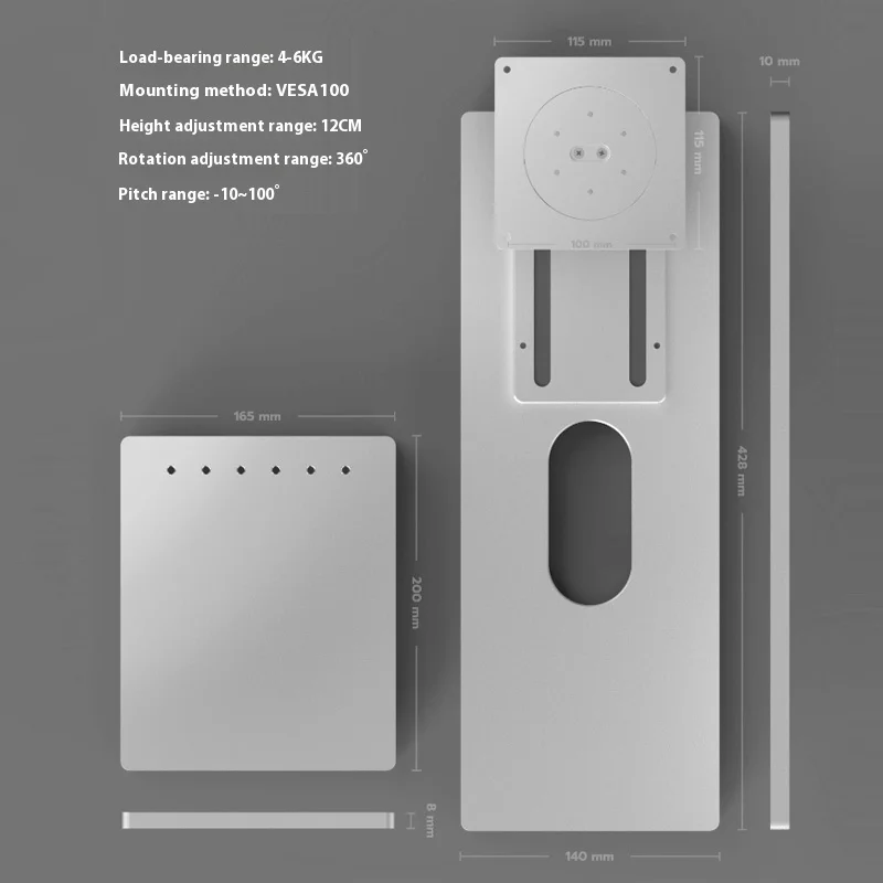 XDR Wind Aluminum Alloy Silver Rotating Lifting Monitor 27/32/34 Inch Bracket Computer Screen VESA Hole 100