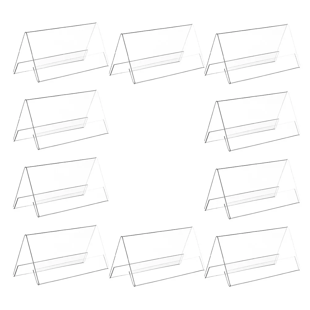 10Pcs Meeting Table Signs Clear Acrylic Double Sided Name Plate Holder Triangular V Shape Stable Office Desk Name Tag Stand