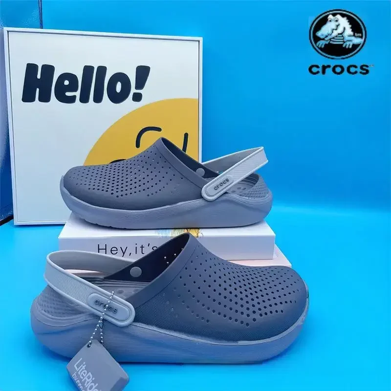 Crocs Lightweight Perforated Clogs with Adjustable Heel Straps and Cushioned Soles Comfort Sandals Slip-Ons Outdoor Beach Shoes