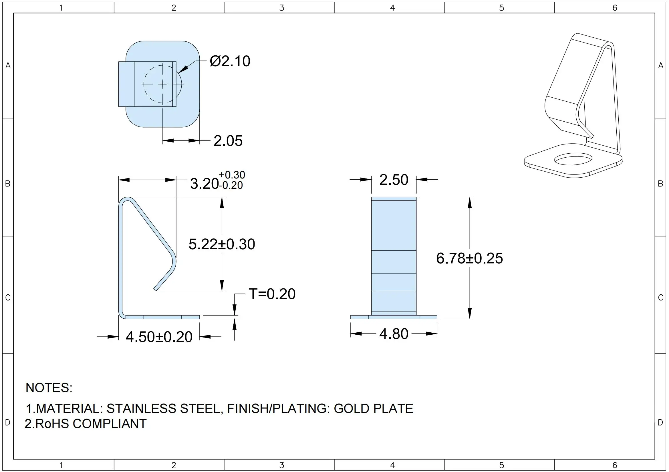 Gold Plated SMT Battery Contact SMD PCB Battery Connector P/N 5234