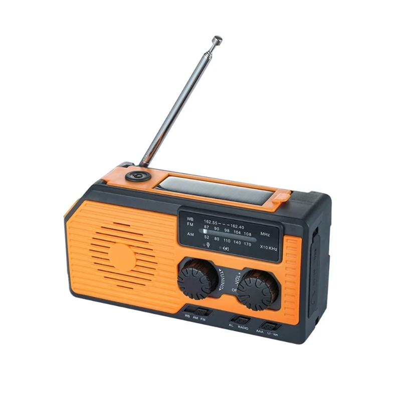 

448F 5000mA Weather Radio Solar Hand Crank 4-Way Power Emergency Radio FM NOAA Alert Survival Portable Camping Flashlight