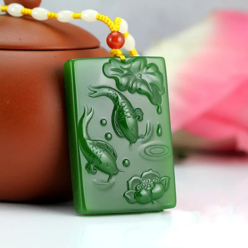 

Xinjiang Hetian Jade Jade Goldfish Lotus Pendant for Men and Women Has More Than One Pendant Sweater Chain for Years