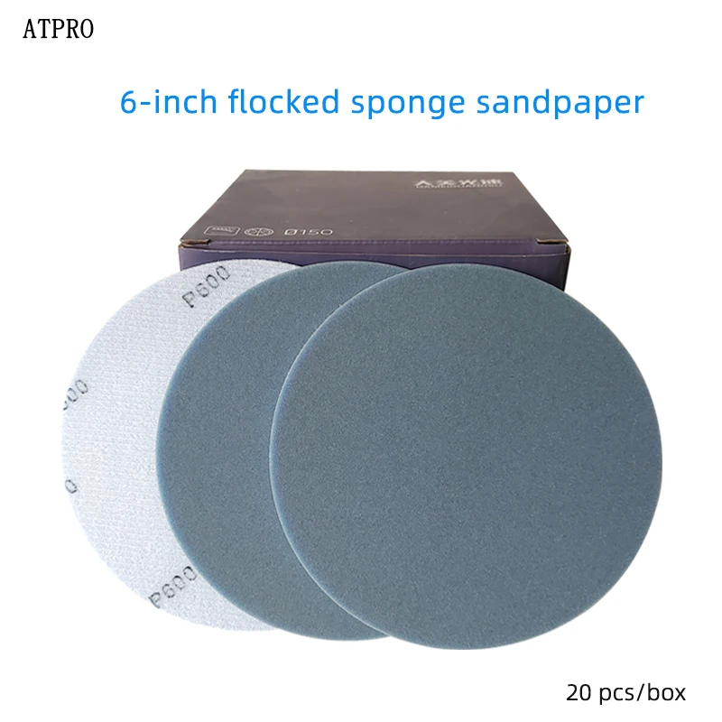 

Blue 6-inch Sponge Sandpaper, Round Flocking Sandpaper Sheet Grinding And Polishing Back Flocking Sandpaper 400-3000 Mesh