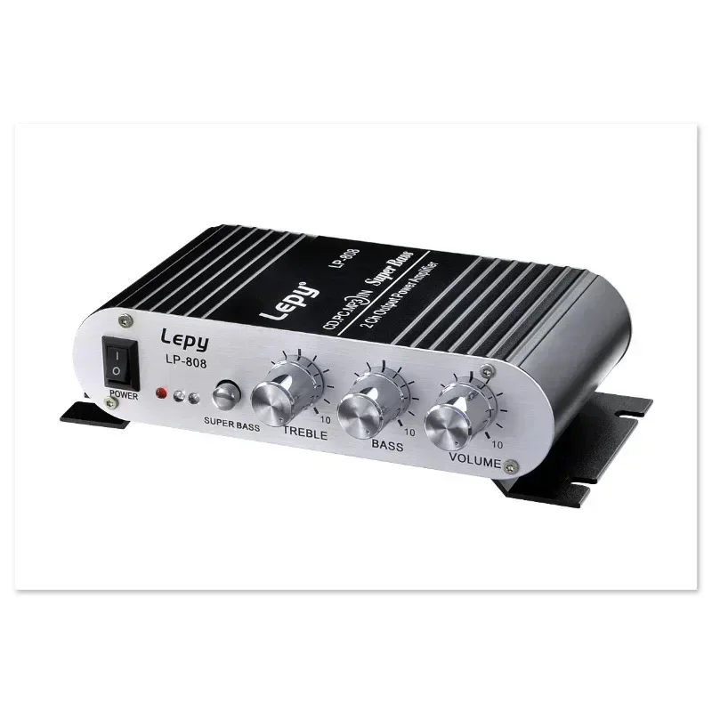 Amplifier Treble, Bass, Balance, Volume control with USB Port FM 12V Stereo Audio Car Auto Mini MP3 LP-808 Silver