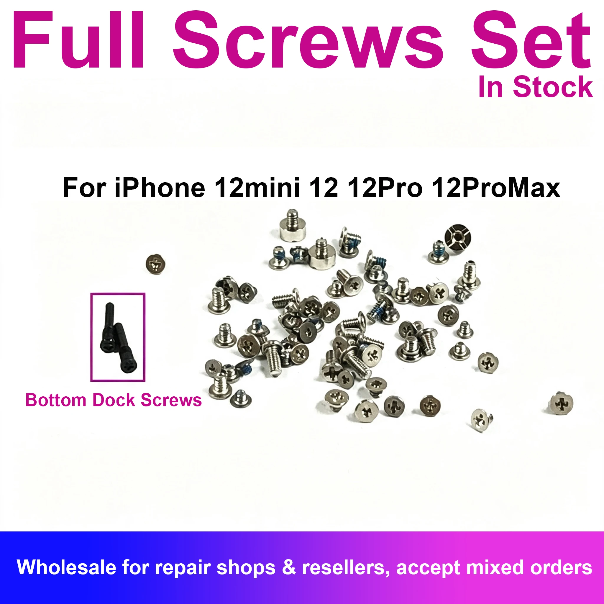Full Screws Set For iPhone 12 Mini Pro Max Inner Bottom Complete kits Incl 2X Bottom 5 Star Mainboard Replacement Repair Parts