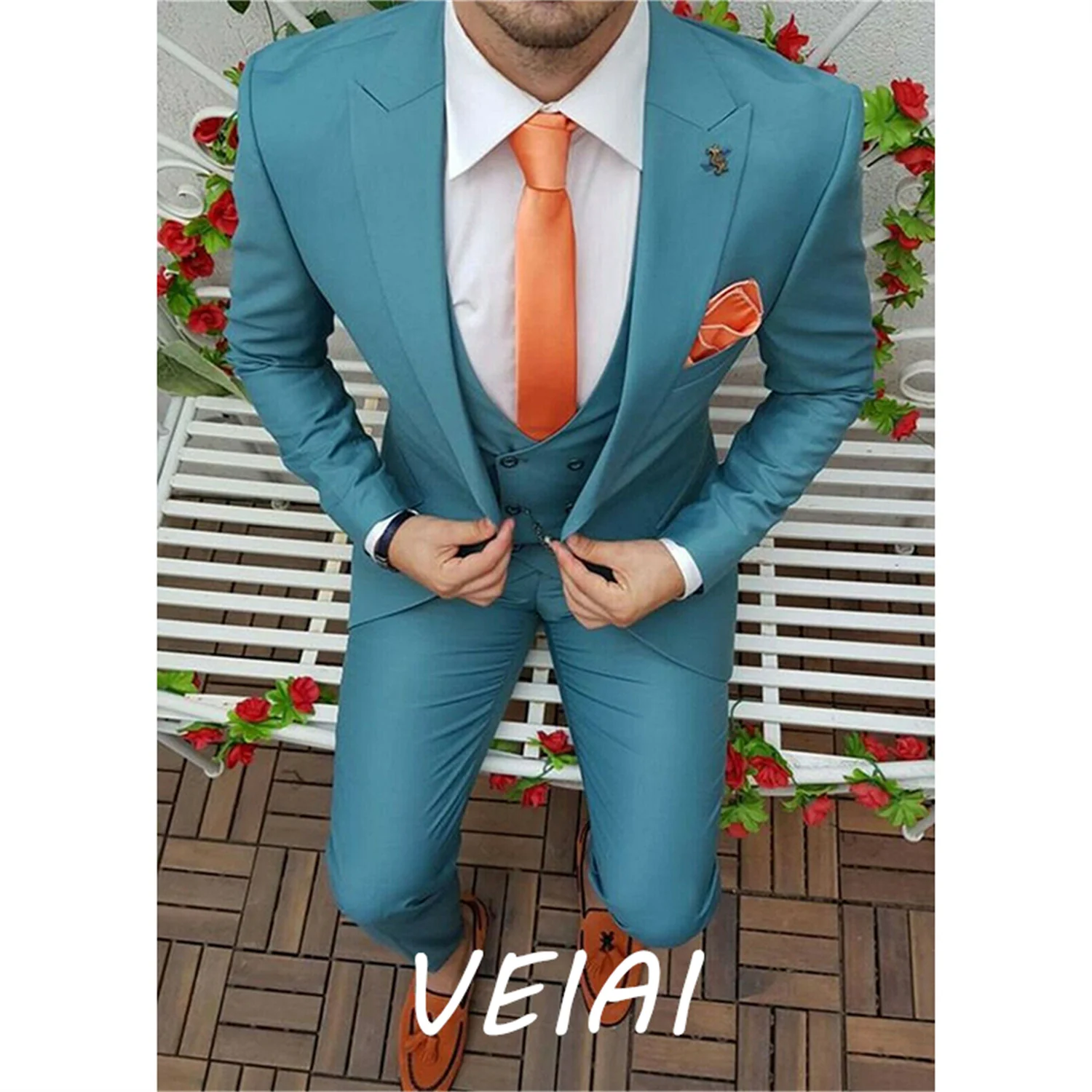 CustomizedMen Suits 3 Pieces(Jacket+Pant+Vest) 2023 New Slim Fit Skinny One Bottom Beach Wedding Prom Business Trajes De Hombre