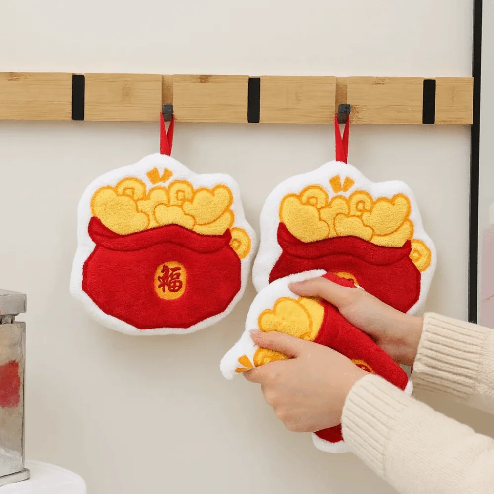 

Cute Quick Drying Cartoon Hand Towel Absorbent Hanging Absorbent Towel Blessing Thicken Chinese New Year Towel Household