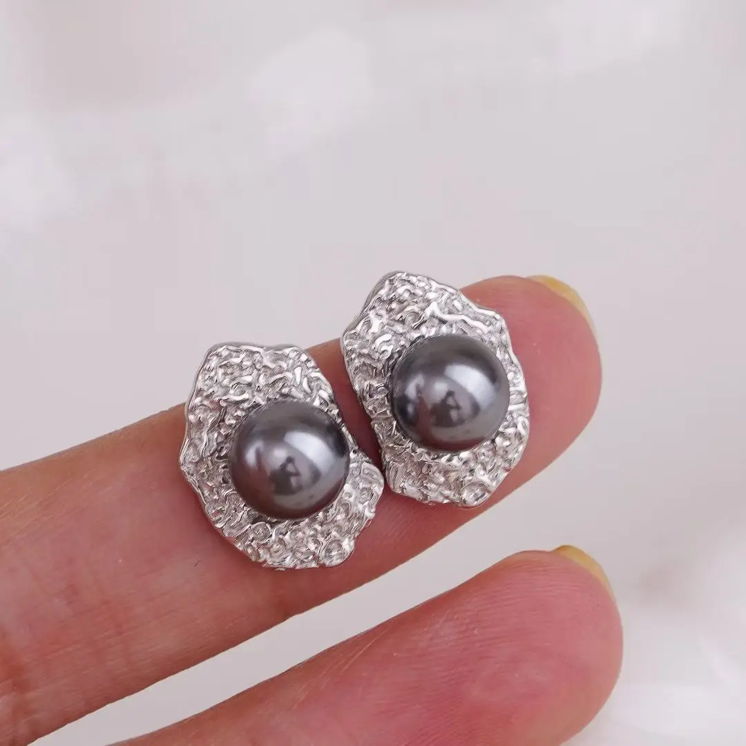 

S925 Sterling Silver Earrings Base Findings Mountings Jewelry Mounts Fittings Accessories for 7-8mm Pearls 3 pairs/lot
