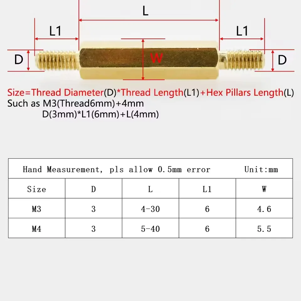 

Hex Brass Motherboard Standoff Male to Male Rack Stud Spacing Screws PCB Support Pillars Screws M3 M4 Hexagon Spacers Standoffs