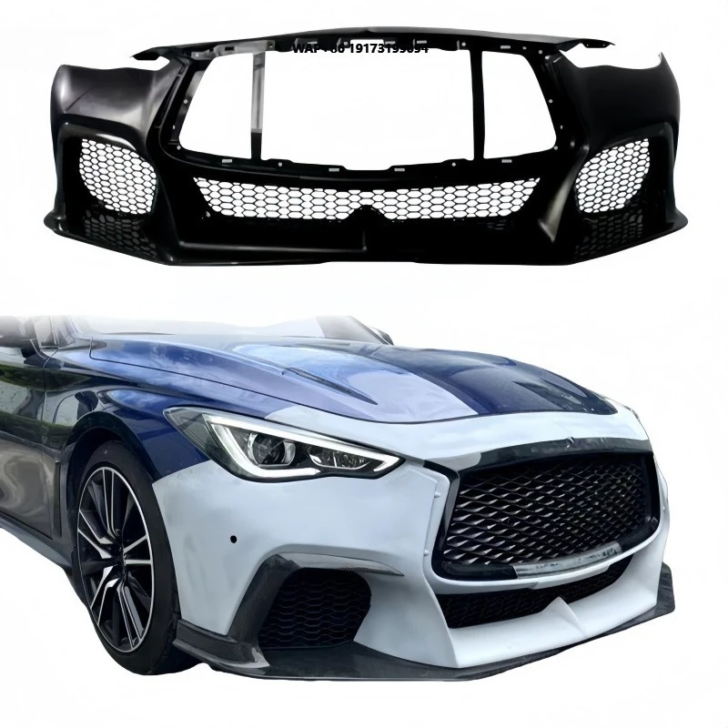 

Viph Infniti Q60 Black PP Front Bumper for Retrofit/Upgrade Screw-On Universal Fitment with 2-Year Warranty