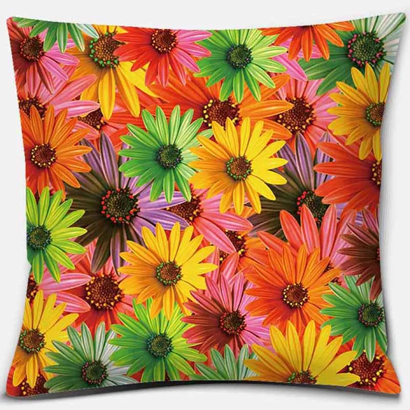 Rainbow Print Square Pillowcase Home Decor Car Sofa Cushion Cover