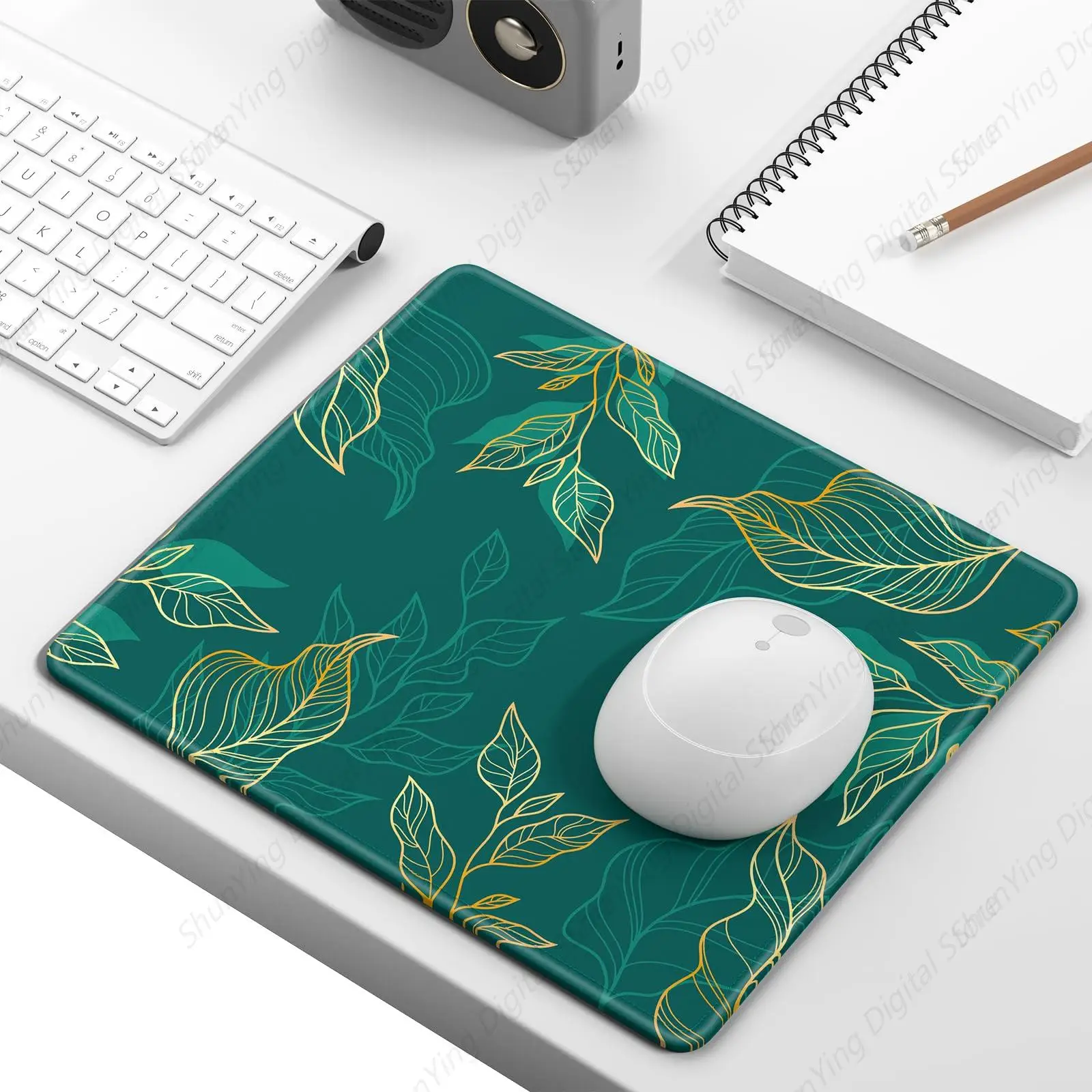 Green Leaf Art Design  Computer Mouse Pad Non Slip Rubber Mouse Pad Suitable For Games Office Laptop Computers 25*30cm