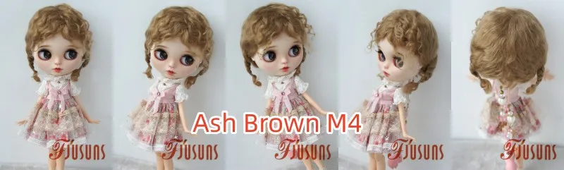 Fjusuns JD644 9-10inch 10-11inch Messy Baby Curly Mini Twintail Mohair BJD Wigs QBaby Pullip Blythes& 18"AG Doll Accessories