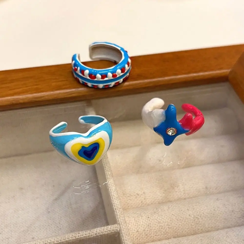 Кольцо с допаминовой глазурью ярких цветов, регулируемое кольцо на палец для всех возрастов, кольцо цвета макарон, уникальное кольцо в форме сердца, сувениры для вечеринок