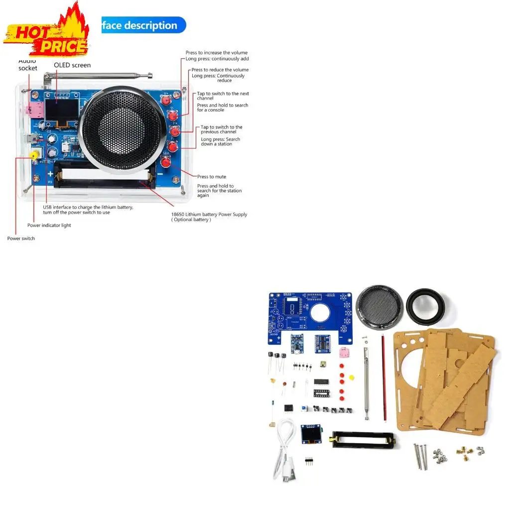 

Educational DIY FM Radio With Display Screen Automatic Station Search Storage