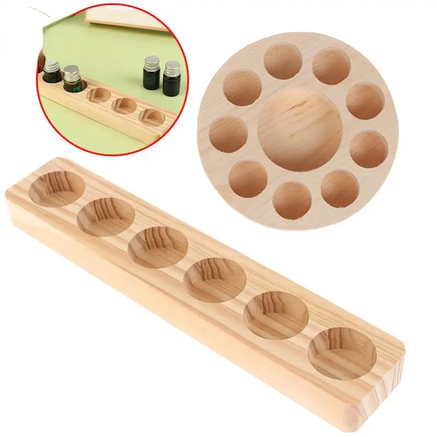 Smooth Essential Oil Wooden Display Stand with 6/10Hole Essential Oil Rack for DoTERRA Essential Oils - Perfume Bottle Holder