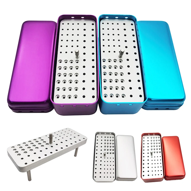 Dental Burs Endo Files Holder 72 Holes Burs Disinfection Box Dentist Aluminum Autoclave Sterilizer Case 1Pcs Lab Instrument