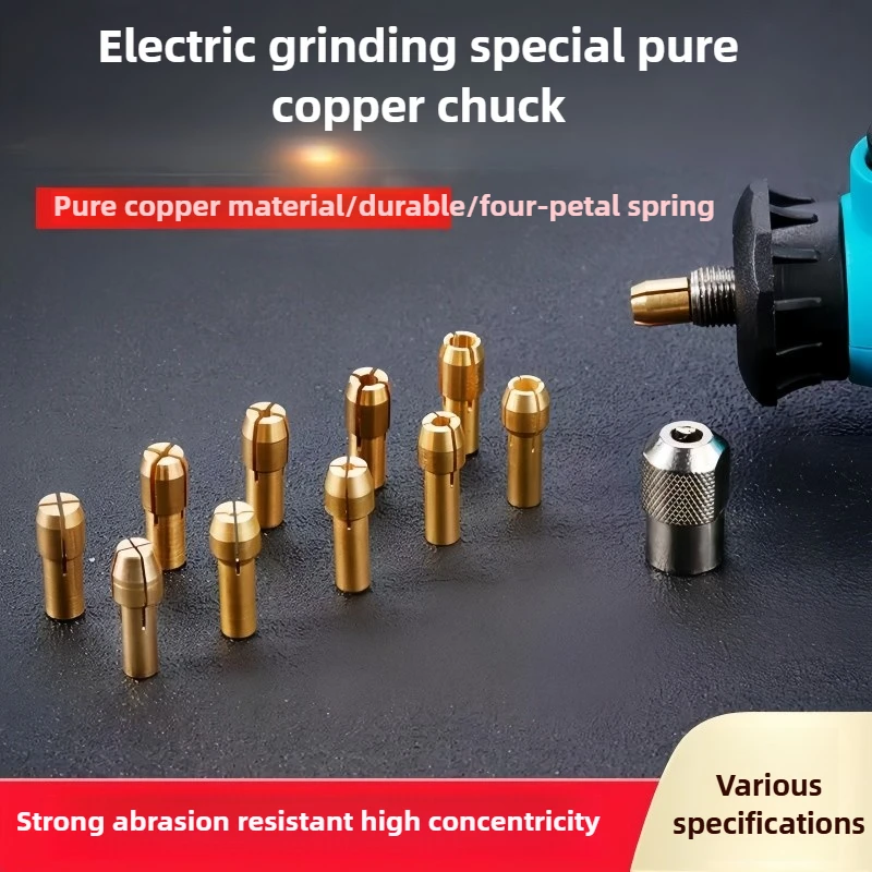 10Pcs Copper Clamping Core Nozzle (M8/7 Nut) - Professional Accessory for Jewelry Tool Electric Grinder Bits
