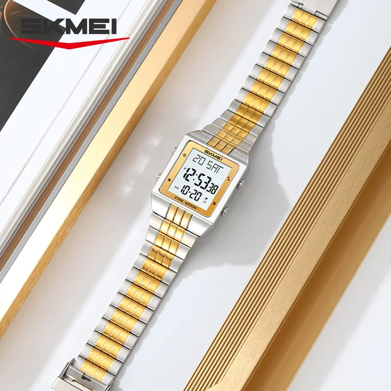 

SKMEI водонепроницаемые цифровые часы модные электронные часы для мужчин женщин полоса из нержавеющей стали секундомер наручные часы Reloj Hombre