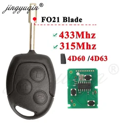Jingyuqin 3-przyciskowy pilot 315Mhz 433MHz 4 d60 ID63 Chip do Ford Mondeo Focus Fusion Fiesta Galaxy tranzyt pełny kluczyk samochodowy