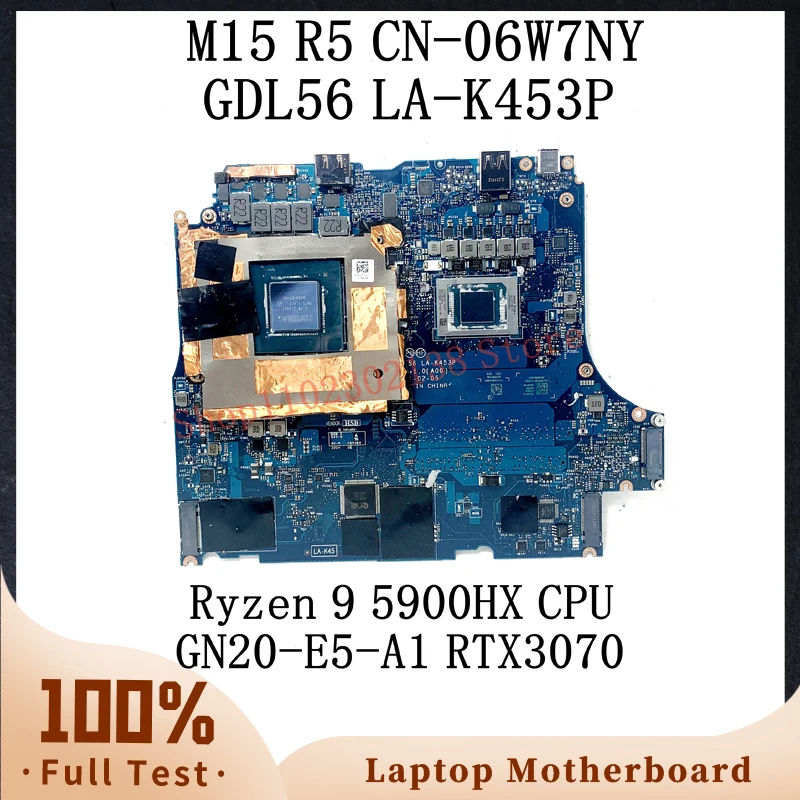 CN-06W7NY 06W7NY 6W7NY W/ Ryzen 9 5900HX CPU For DELL M15 R5 Laptop Motherboard GDL56 LA-K453P GN20-E5-A1 RTX3070 100% Tested OK