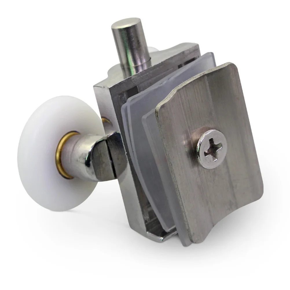 4 قطعة مجموعة من 4 بكرات دش واحدة 2 الجزء العلوي 2 أسفل مزدوجة العجلات باب الحمام الأسطوانة السلس الشريحة غير قابل للصدأ سبائك الزنك