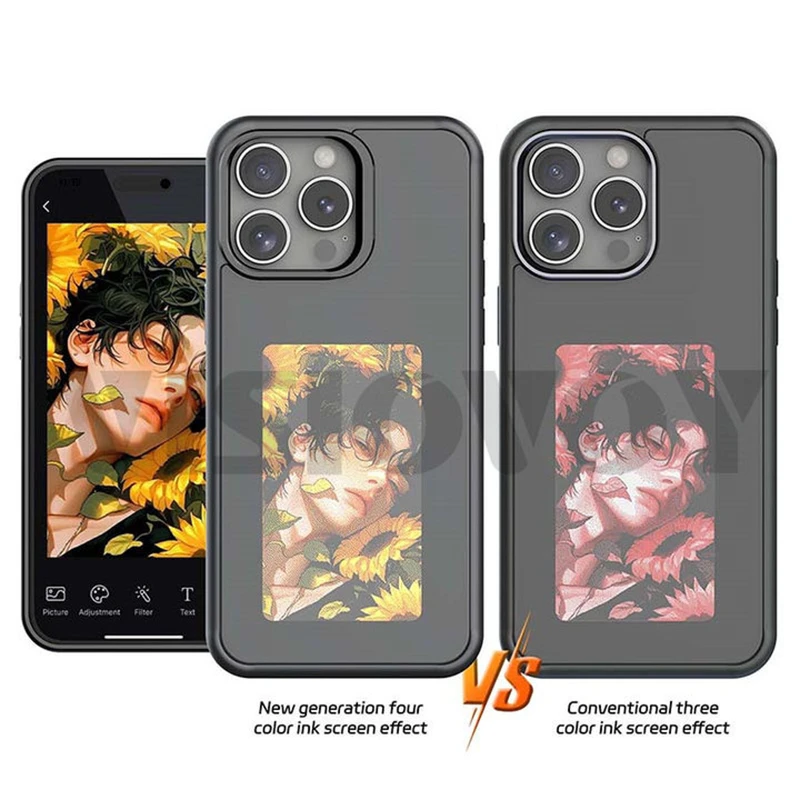 NFC Function Phone Cases For iphone 15 14 13 Pro Max DIY Cases New Four Color E-ink Screen Phone Covers Handsome Boy Girl Fundas