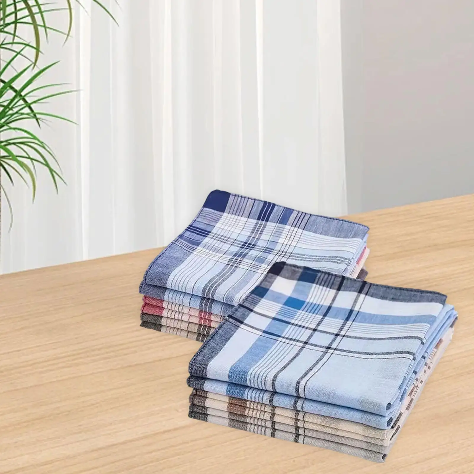 Mens Cotton Plaid Hankies Soft Pocket Square Handkerchief for Suit Wedding Groom