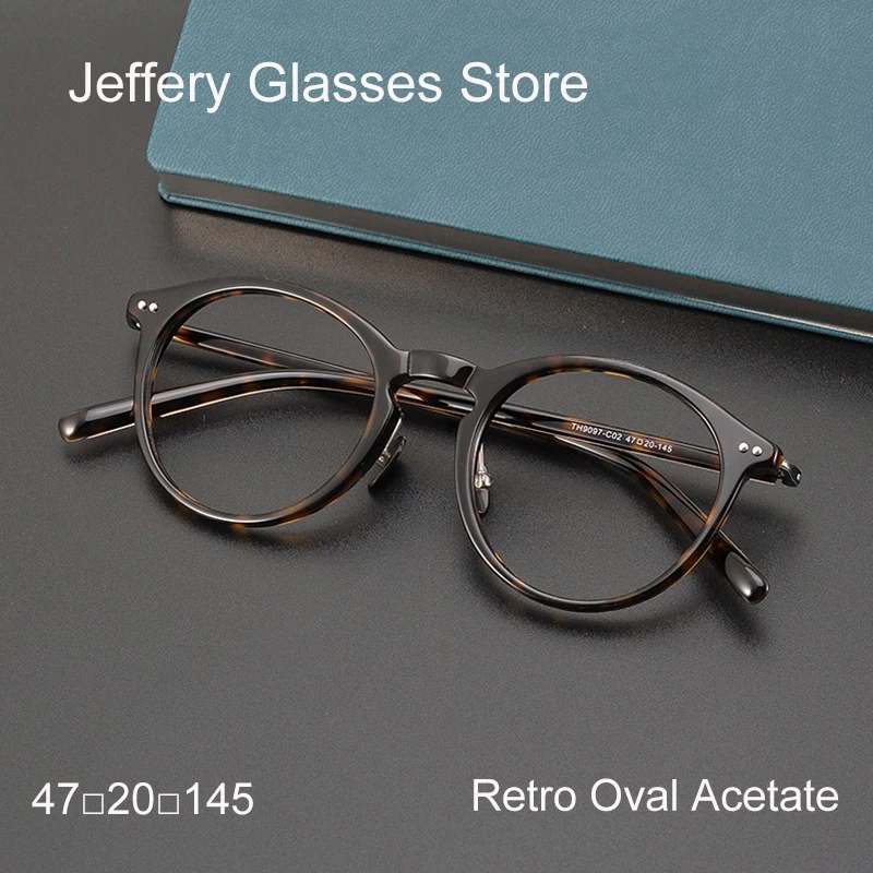 Vintage Oval Acetate Optical Glasses Men Classic Prescription Eyeglasses Women Oculos With Myopia Presbyopia Lenses Spectacles