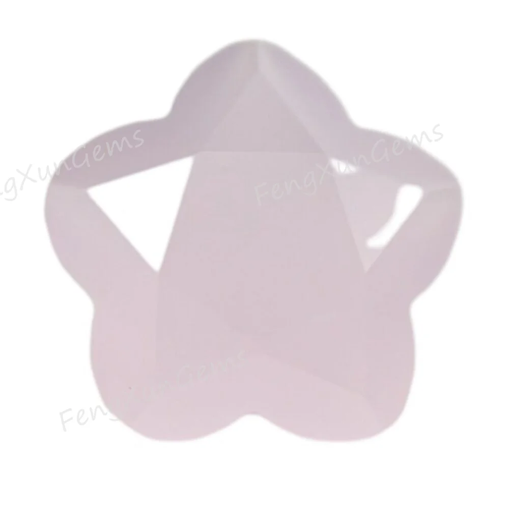 Pink Translucent Plum Blossom Shape Machine Cut Loose Glass Stone Synthetic Gems Size 3X3mm~10x10mm For Jewelry Making